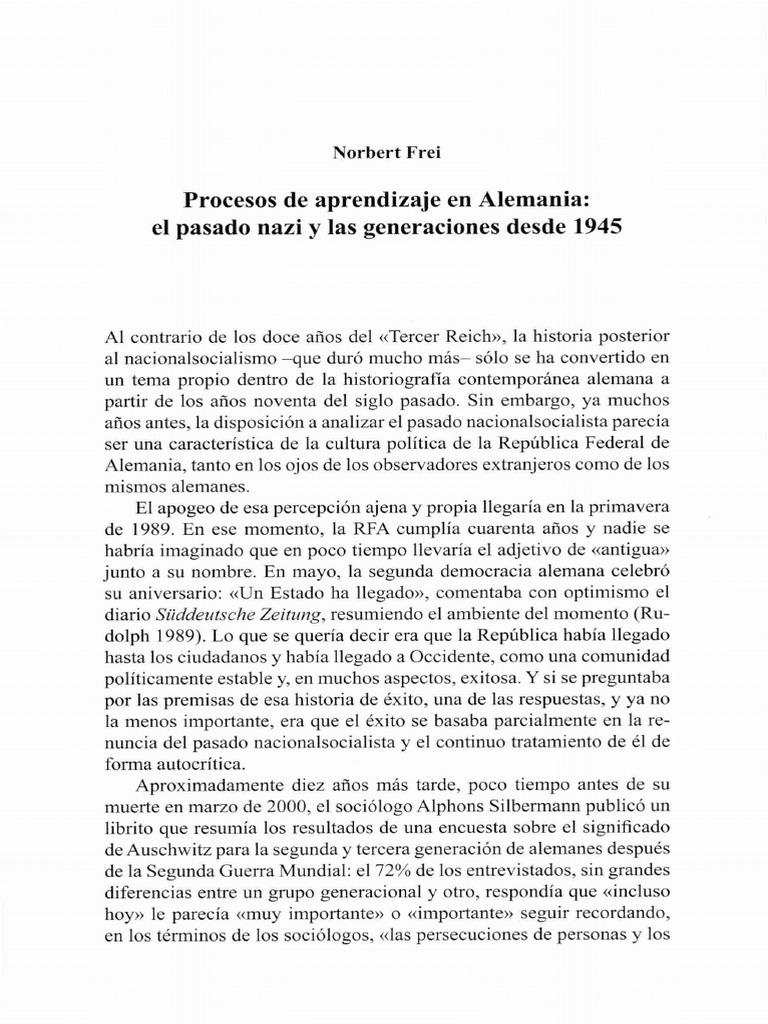Procesos de Aprendizaje en Alemania y El Pasado Nazi y Las Generaciones ...