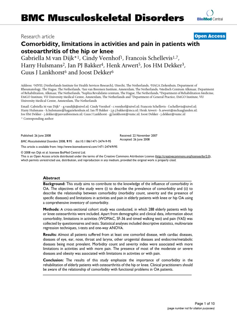 Bmc Musculoskeletal Disorders Pdf Comorbidity Physical Therapy