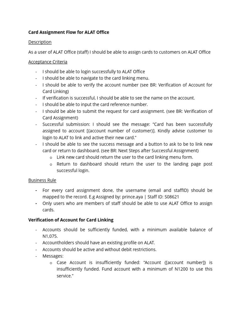 ALAT Office Card Assignment Process | PDF | Debit Card | Personal ...