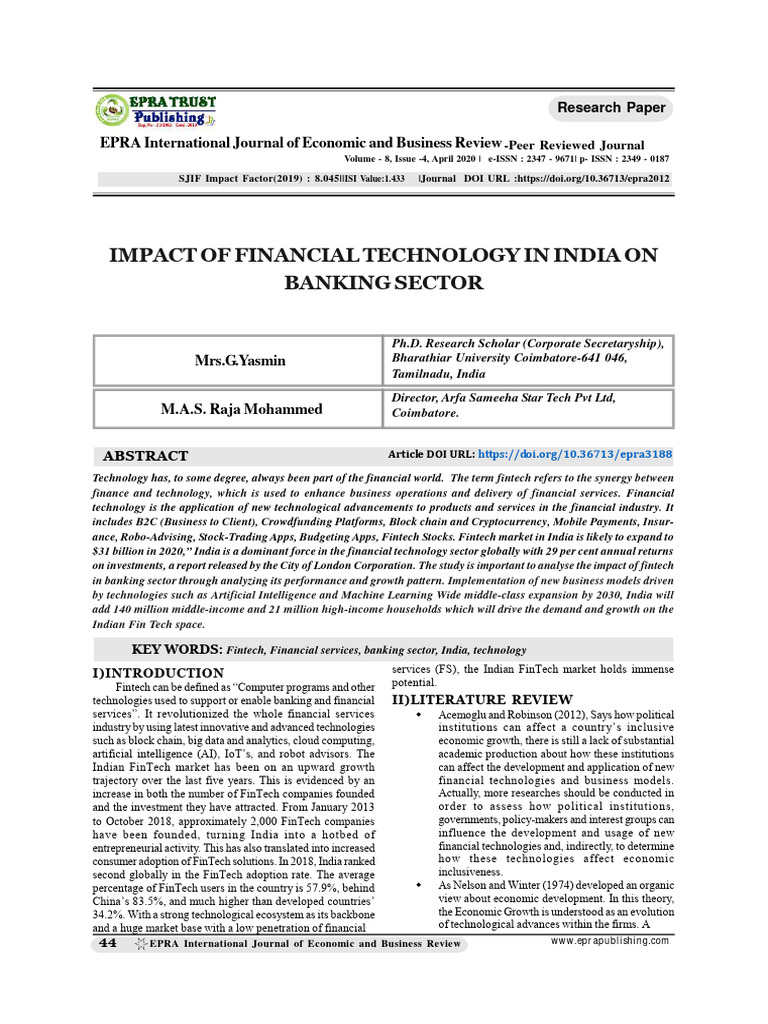 Impact of Fintech on India's Banking Sector | PDF | Banks | Financial ...