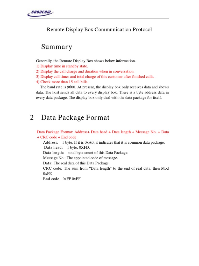 Remote Display Box Protocol Overview | PDF | Byte | Computer Data