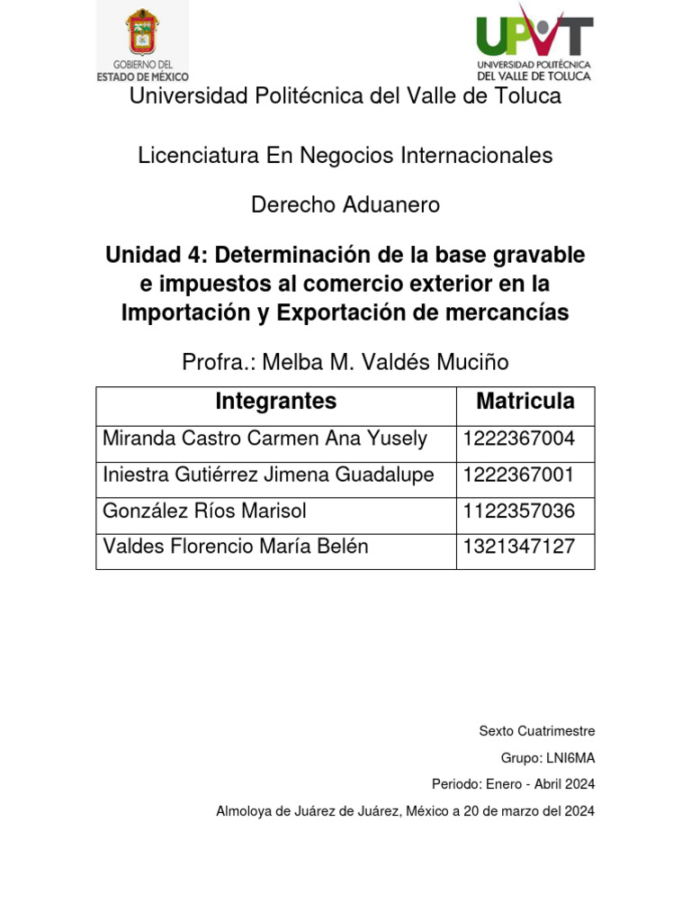 Base Gravable e Impuestos en Comercio Exterior | PDF | aduana | El ...
