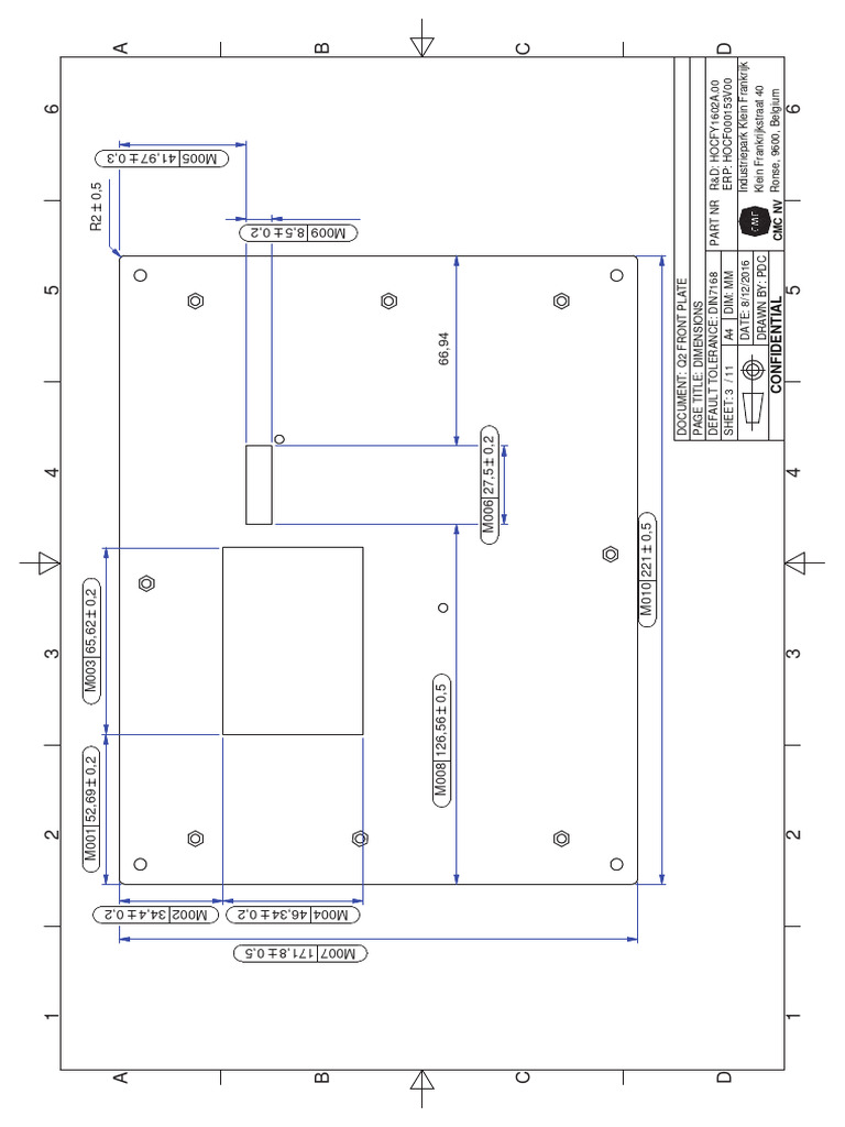 HOCFY1602A 00 Q2 Regular Frontplate Dimensions Drawing | PDF