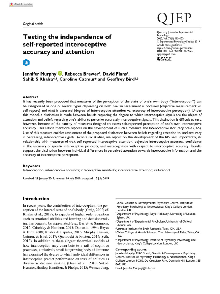 3murphy Et Al 2019 Testing The Independence of Self Reported ...