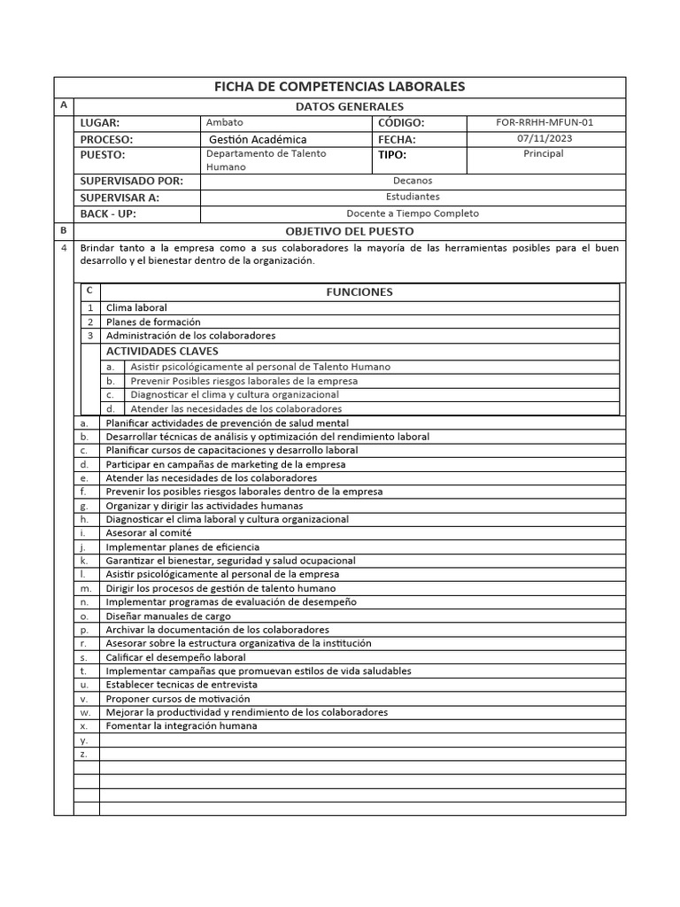 Ficha de Competencias Laborales | PDF | Contabilidad | Business