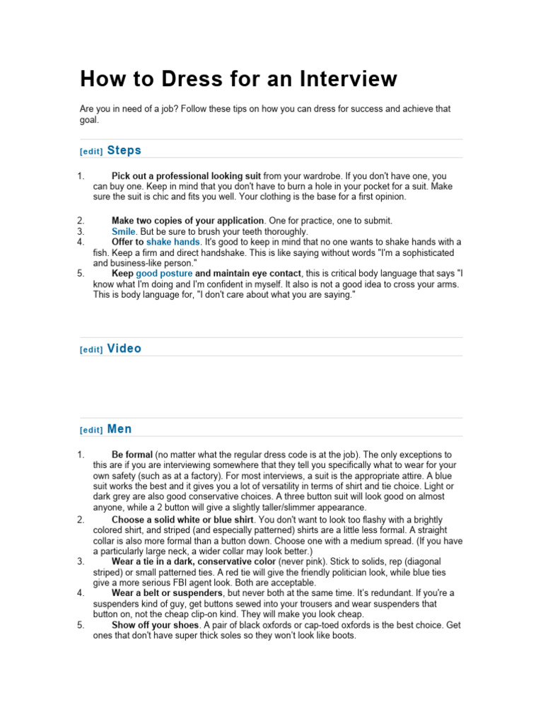Interview Attire Tips for Success | PDF | Necktie | Body Language