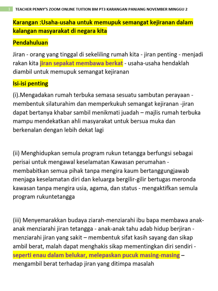 BM PT3 Karangan Panjang November Minggu 2 | PDF