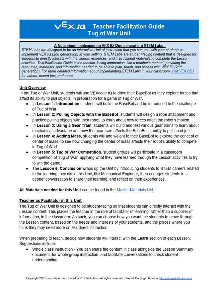 IQ - Tug of War - Facilitation Guide | PDF | Force | Classroom