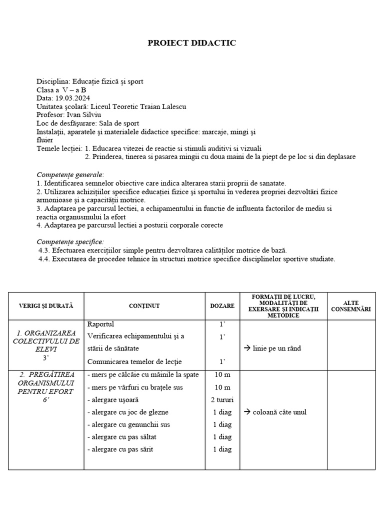Proiect Didactic | PDF
