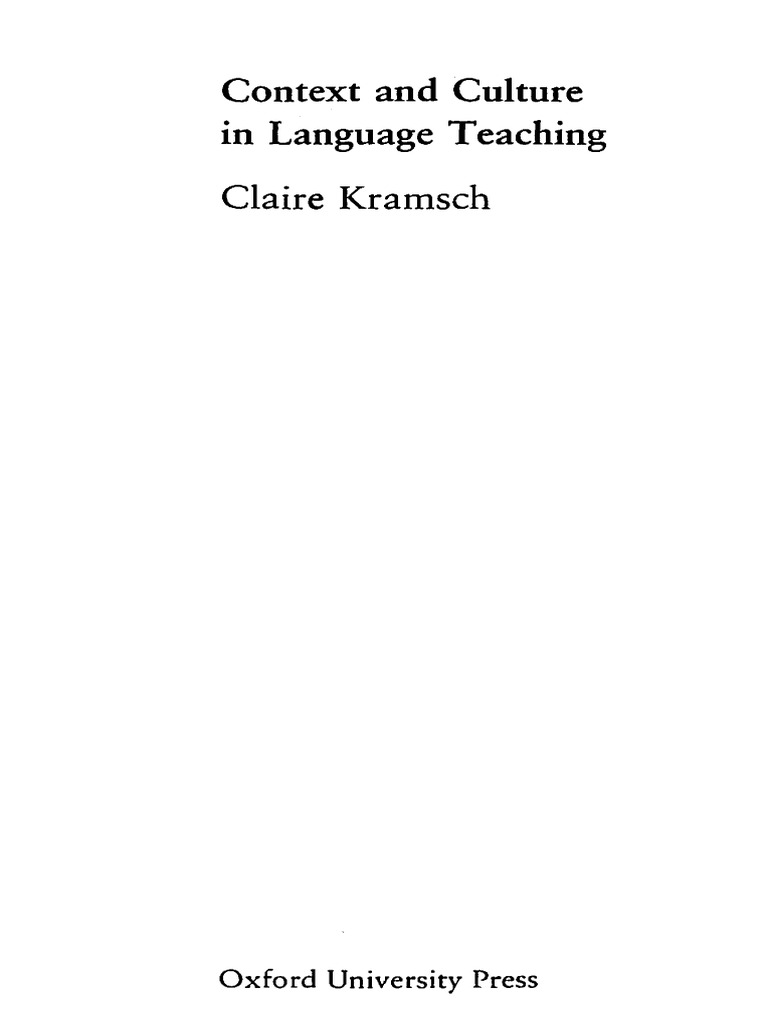 Context and Culture in Language Teaching - Claire | PDF | Language ...