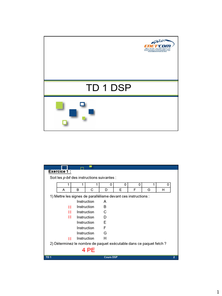 TD1 DSP 2GT Corrigé | PDF | Processeur de signal numérique ...