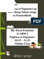 Pagsulat NG Tentatibong Balangkas