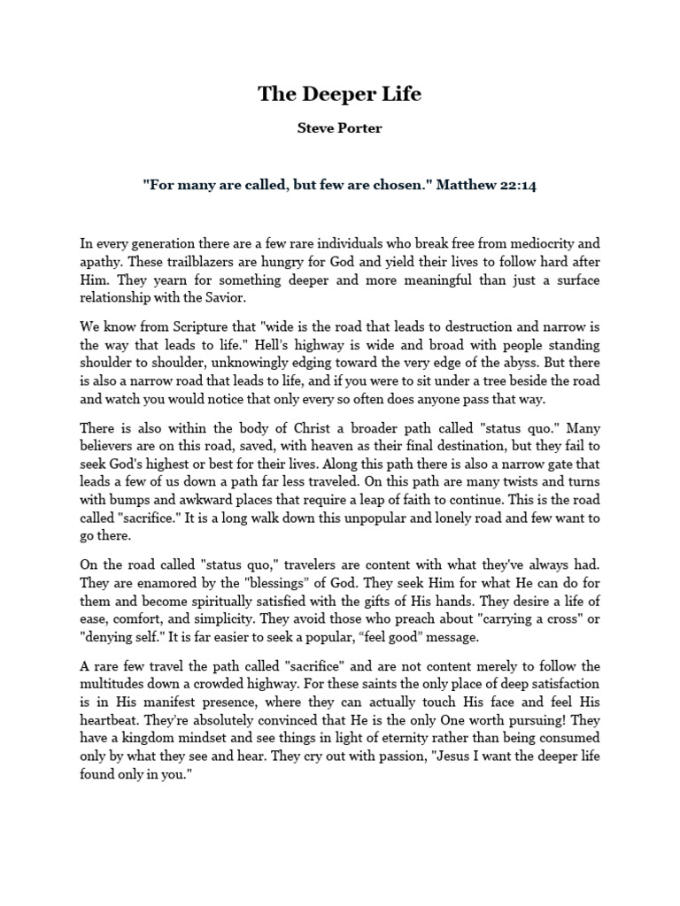 Studies In The Deeper Life Pdf