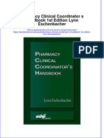 Pharmacy Clinical Coordinator S Handbook 1St Edition Lynn Eschenbacher Online Ebook Texxtbook Full Chapter PDF