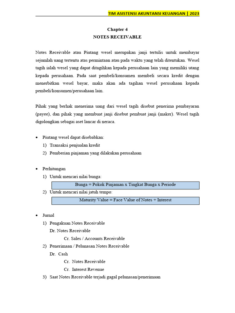 Pengertian dan Perhitungan Notes Receivable | PDF | Pengelolaan ...