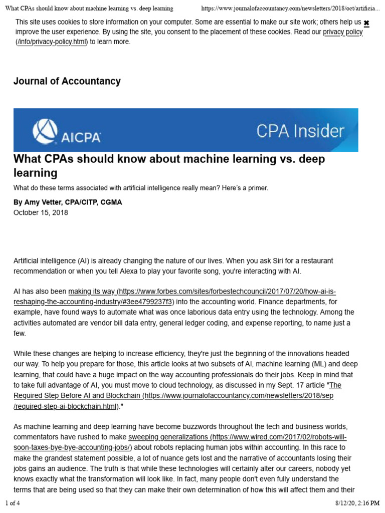 Ai S Impact On Accounting Ml Vs Dl Pdf Artificial Intelligence