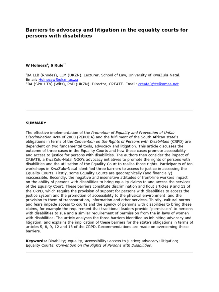 Barriers to Justice for Disabled Persons | PDF | Accessibility | Disability