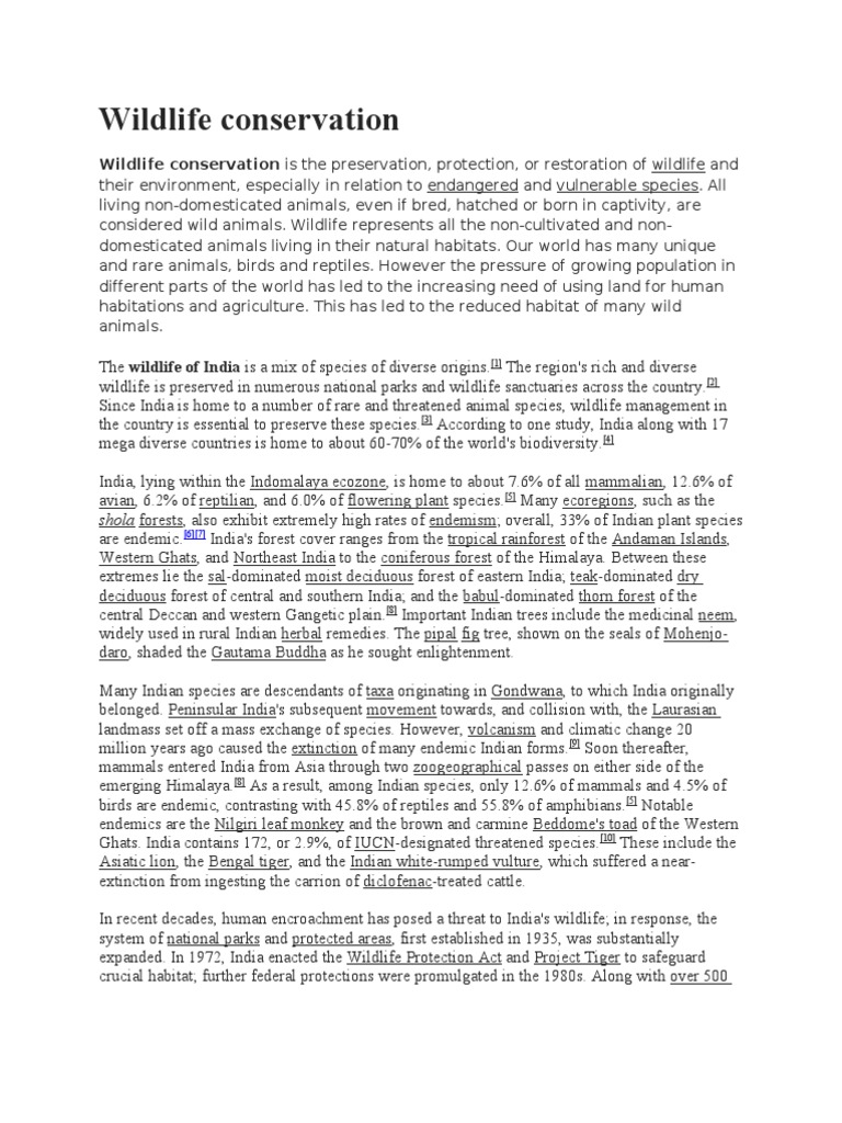 India's Wildlife Conservation Efforts | PDF | Environmental Ethics ...