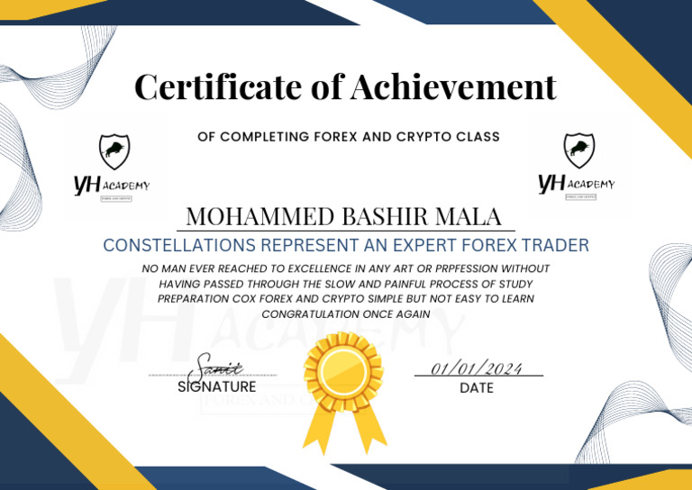 Blue and Yellow Minimalist Employee of The Month Certificate | PDF