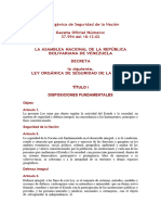 Ley Orgánica de La La Seguridad de La Nación Venezuela