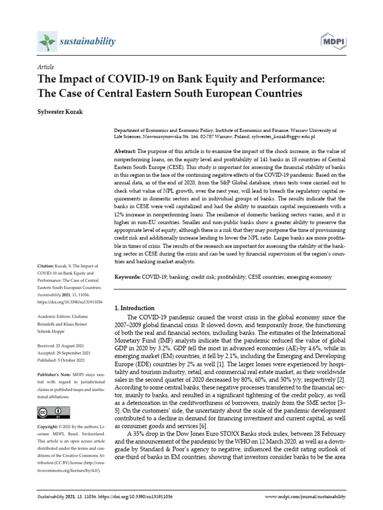 The Impact of COVID 19 On Bank Equity and Performance | PDF | Banks ...