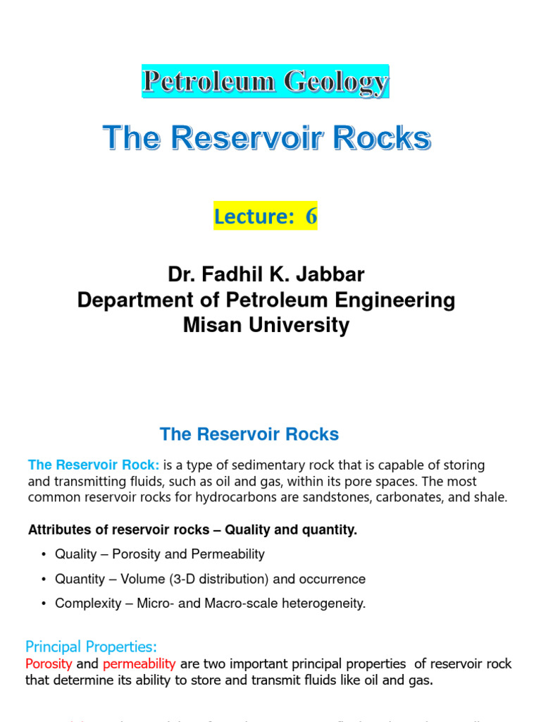 Reservoir Rock Properties Explained | PDF | Porosity | Permeability ...