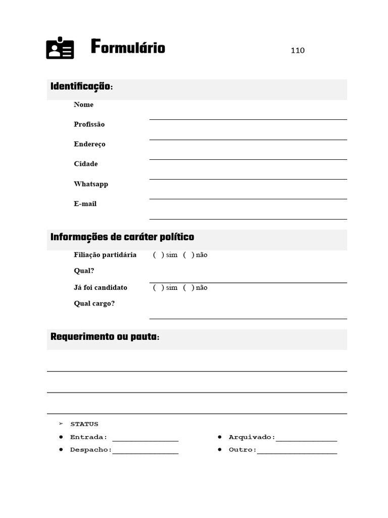 Formulários de Identificação Política | PDF | Carreira e Crescimento