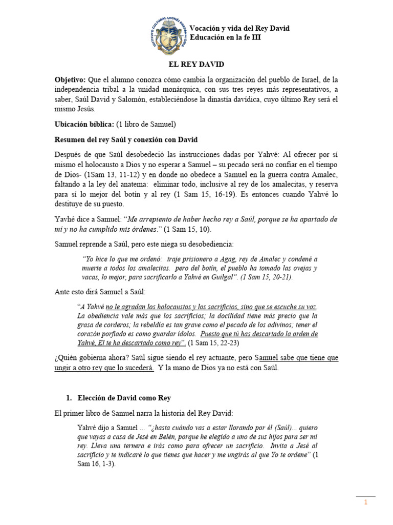 Vida y Vocación del Rey David | PDF | David | Saulo