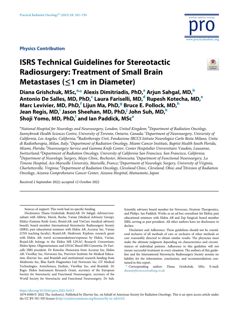 1-IsRS Technical Guidelines For Stereotactic | PDF | Medical Imaging ...