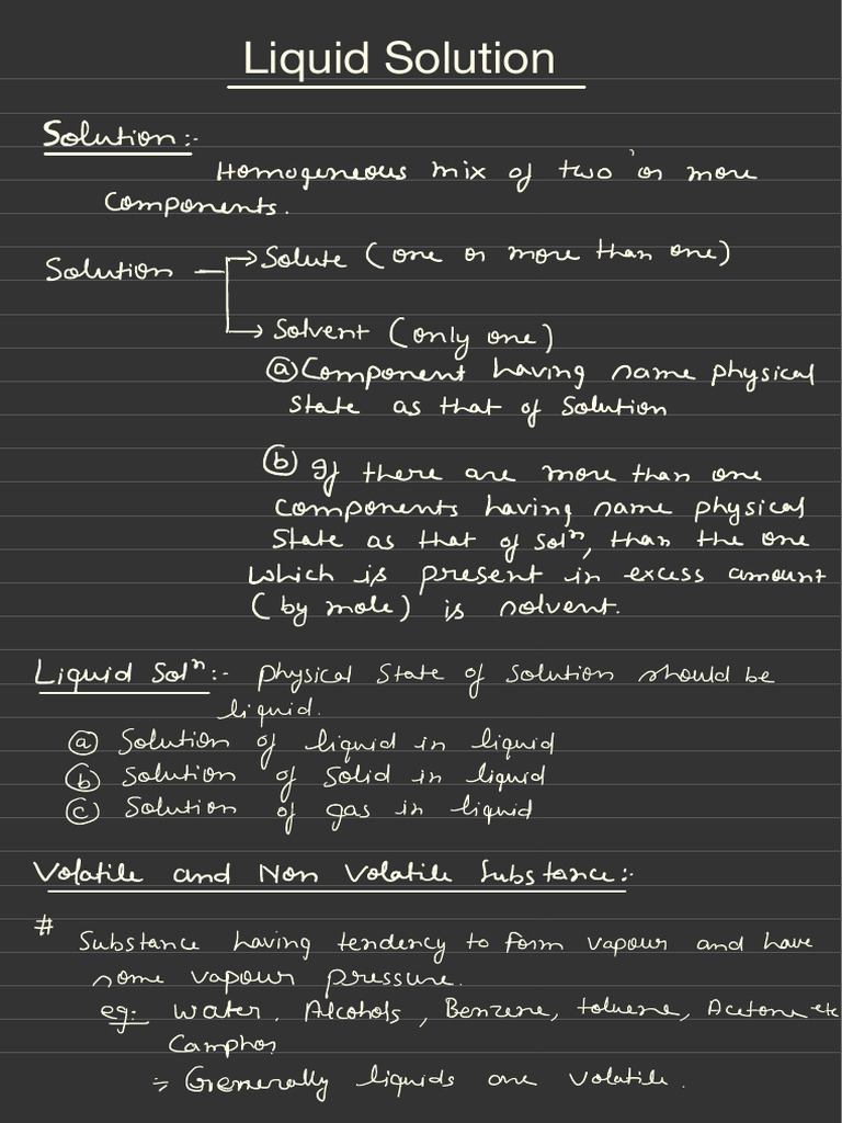 Liquid Solution (IITian Notes - Kota) | PDF | Applied And ...