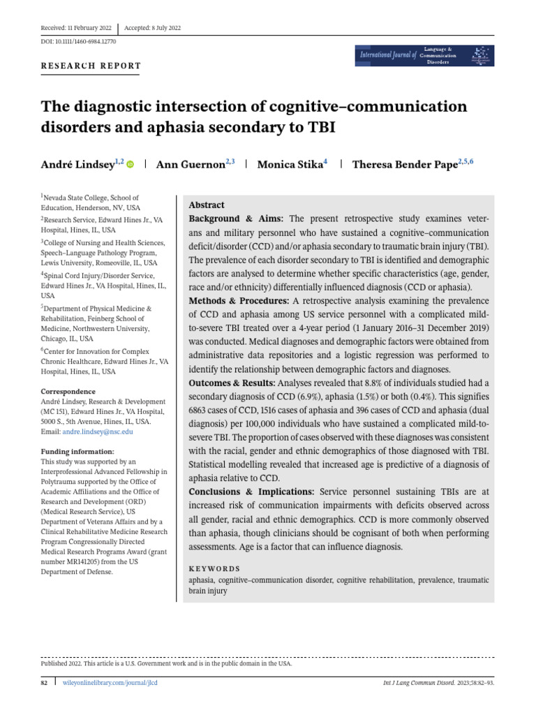 The Diagnostic Intersection of Cognitive-Communication | PDF ...