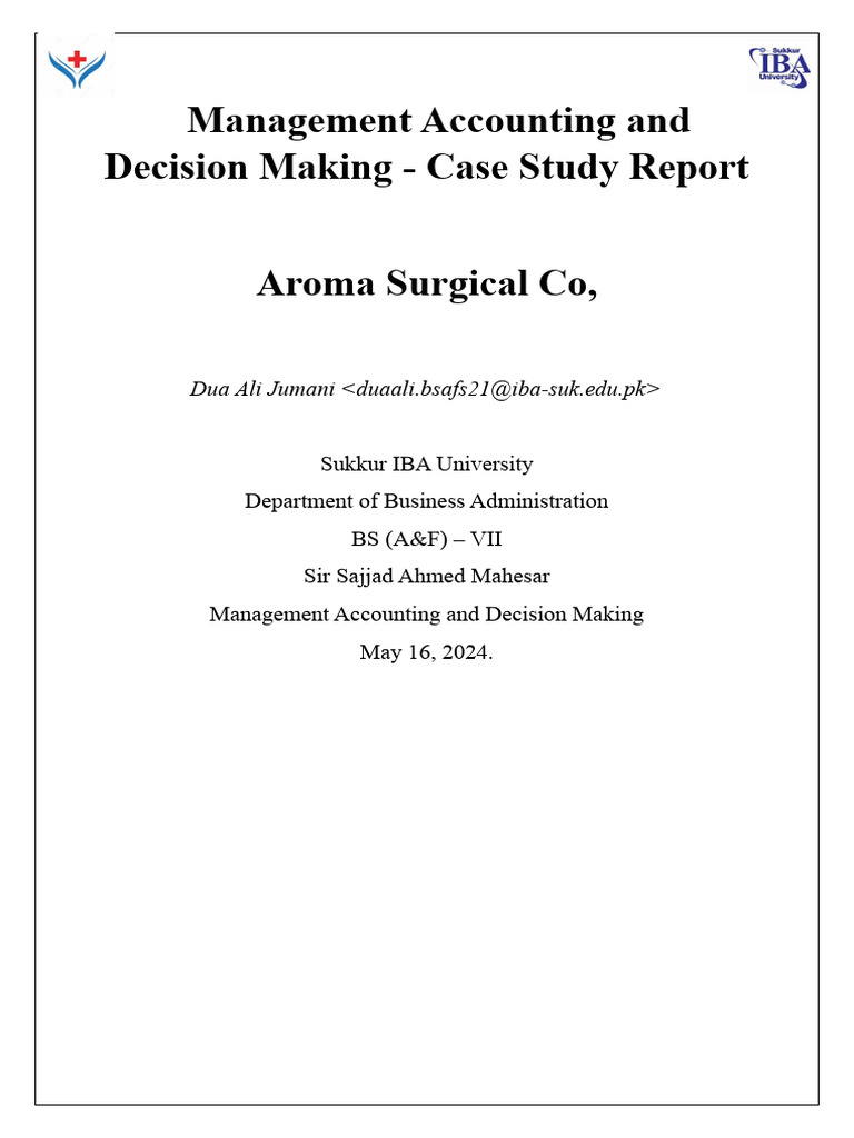 Management Accounting and Decision Making - Case Study | PDF ...