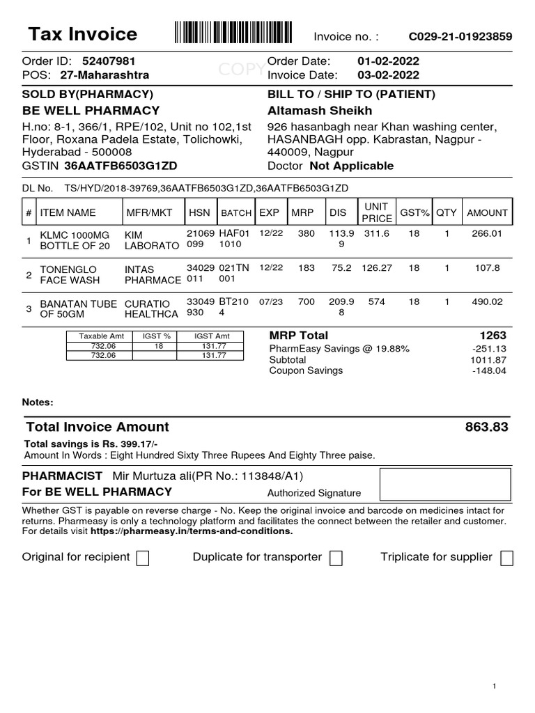 ConsolidatedCustomerInvoice-52407981-X1L-1643841940 | PDF | Invoice ...