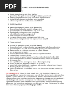 Autobiography - Sample Outline