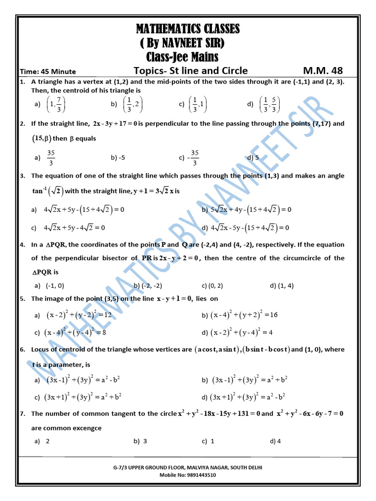 Jee - Main Test File | Download Free PDF | Circle | Triangle