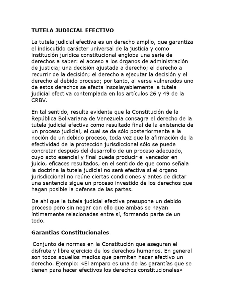 Tutela Judicial Efectiva en la CRBV | PDF | Debido al proceso | Derecho ...