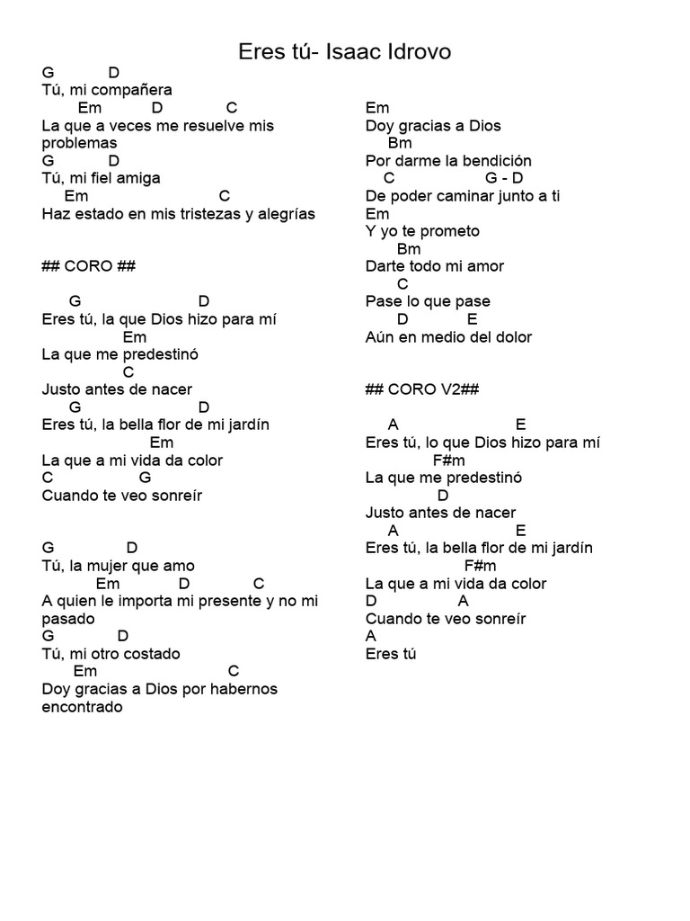 Eres Tú - Isaac Idrovo: Letra y Acordes | PDF