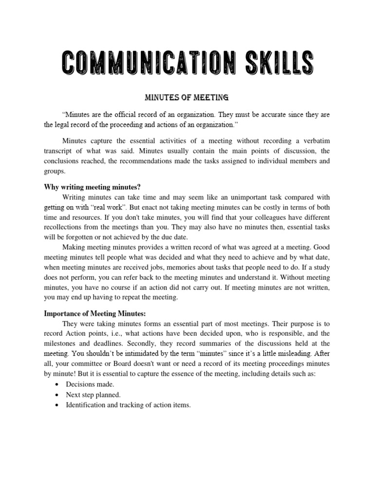 Minutes of Meeting | PDF | Career & Growth