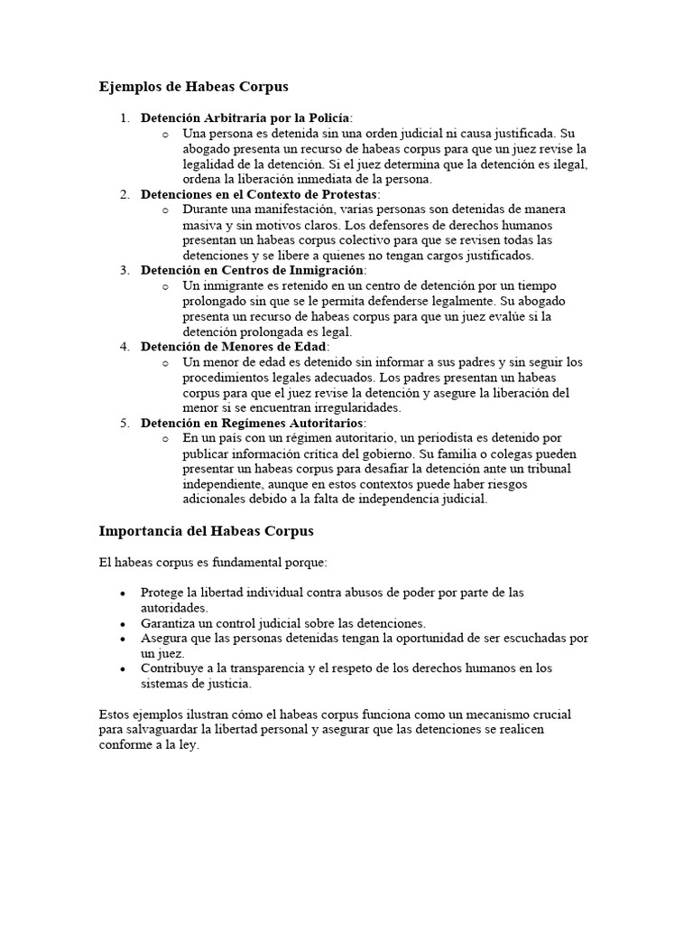 Ejemplos de Habeas Corpus y Amparo | PDF | Habeas corpus | Judicaturas