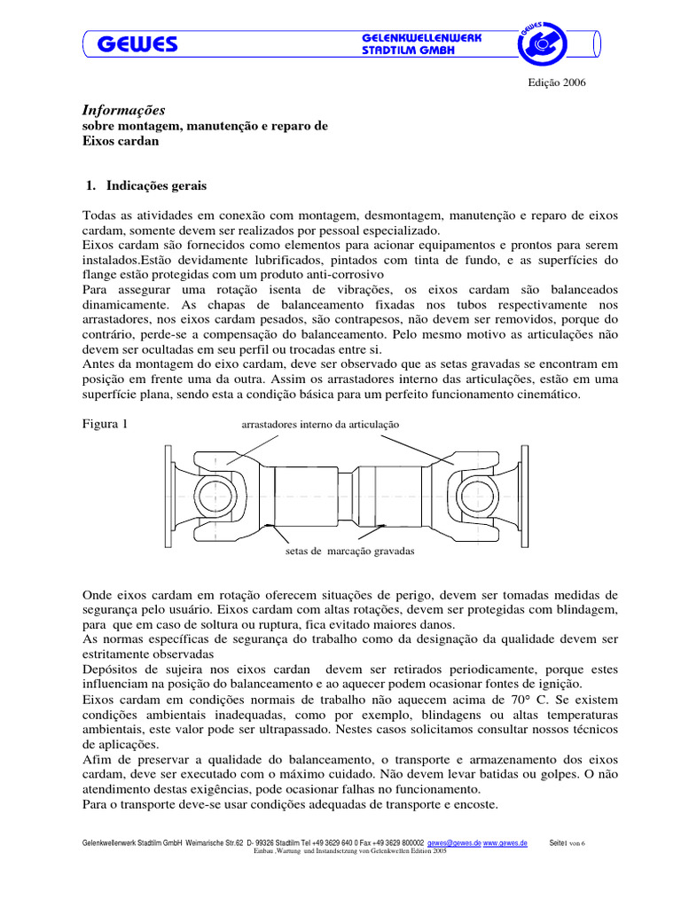 Guia de Montagem e Manutenção de Eixos Cardan | PDF | Parafuso | Engenharia  Mecânica