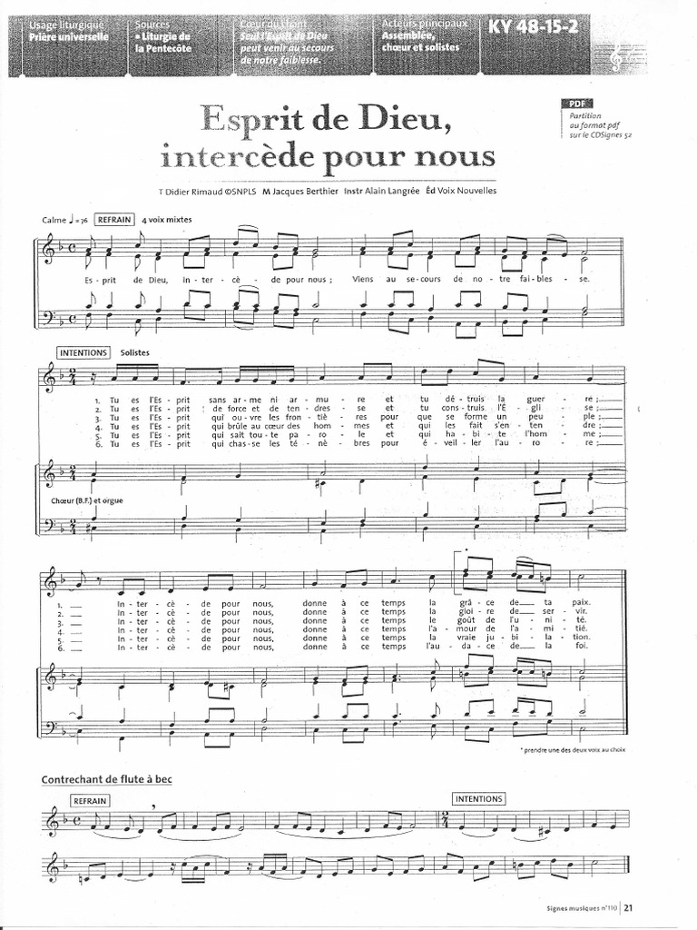 Esprit de Dieu Intercede Pour Nous | PDF