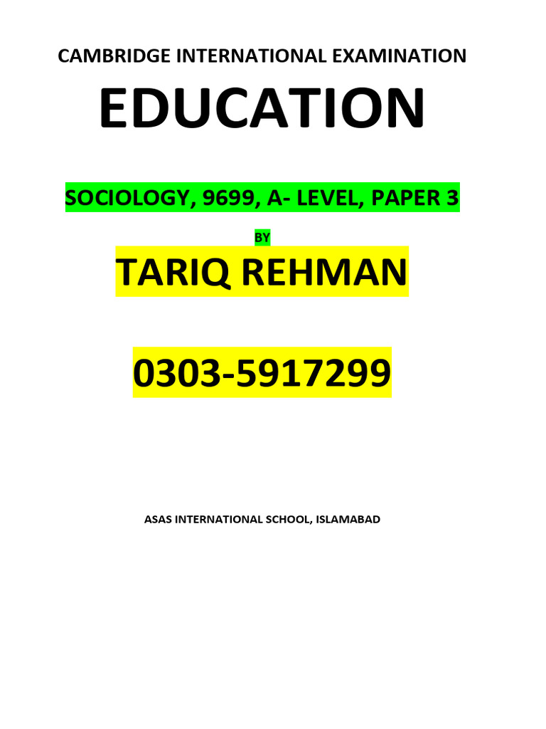 Sociology 9699 Education Notes | PDF | Social Mobility | Intelligence ...