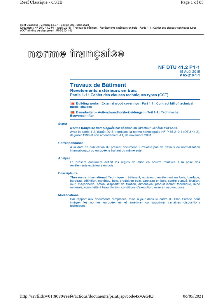 Norme NF DTU 41.2 : Bardage Bois | PDF | Bois (matériau de construction ...
