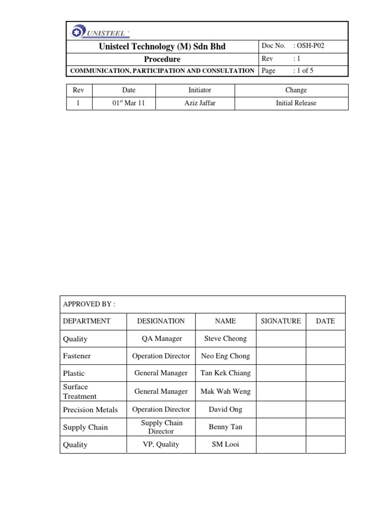 Procedure-Communication,Participation & Consultation | Occupational ...