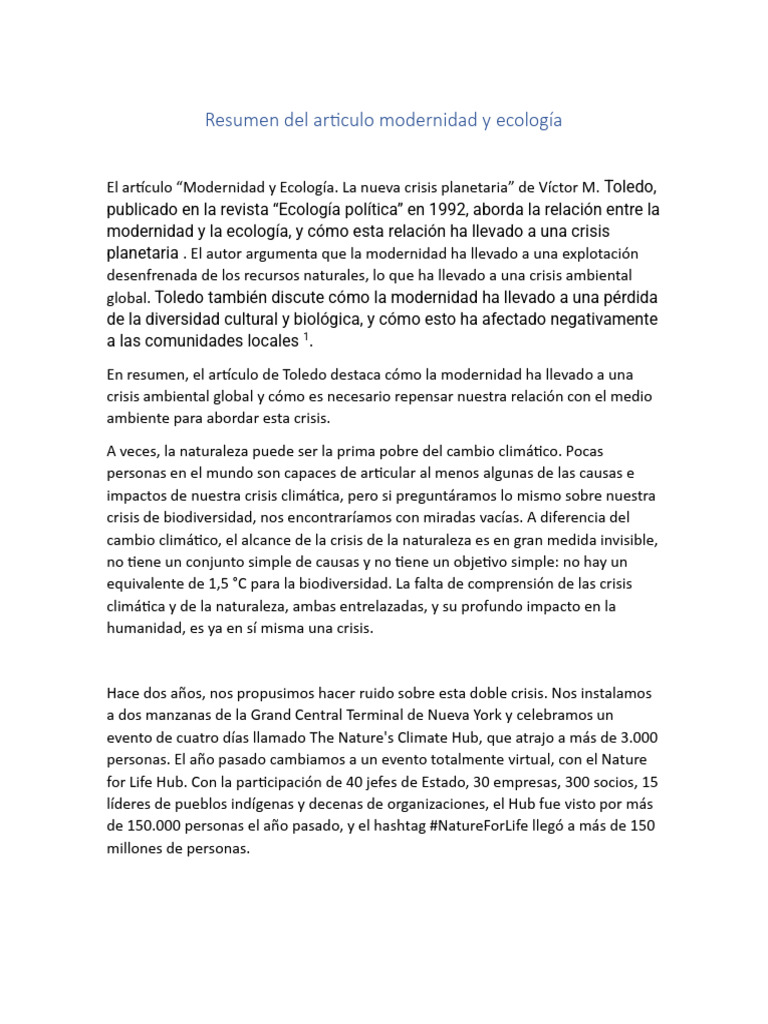 Modernidad y crisis ecológica global | PDF | Naturaleza | Biodiversidad
