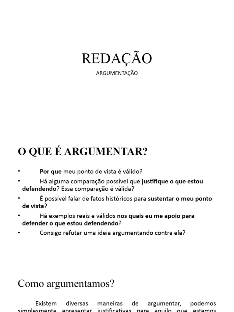 Tipos de Argumentos na Redação | PDF | Argumento | Brasil