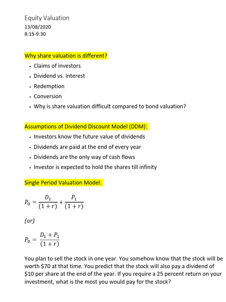 Equity Valuation | PDF