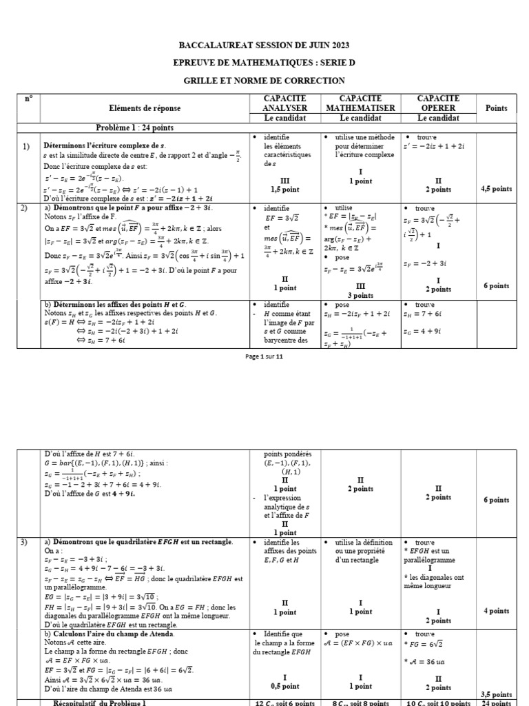 Corrigé Épreuve Maths Bac 2023 Bénin | PDF | Racine carrée | Limite ...