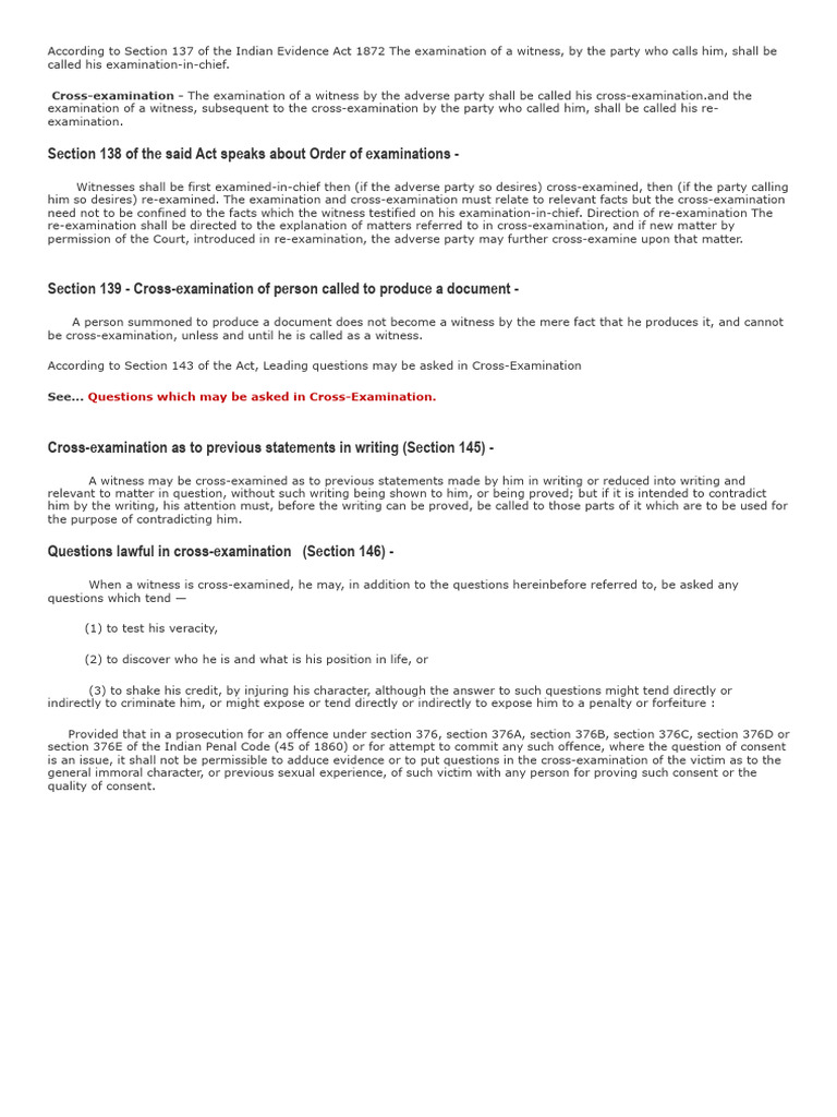 Cross examination pdf cross examination witness