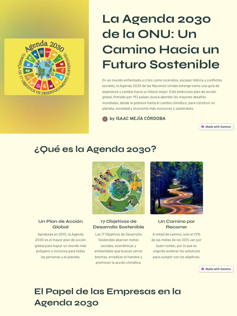 La Agenda 2030 de La ONU Un Camino Hacia Un Futuro Sostenible | PDF ...